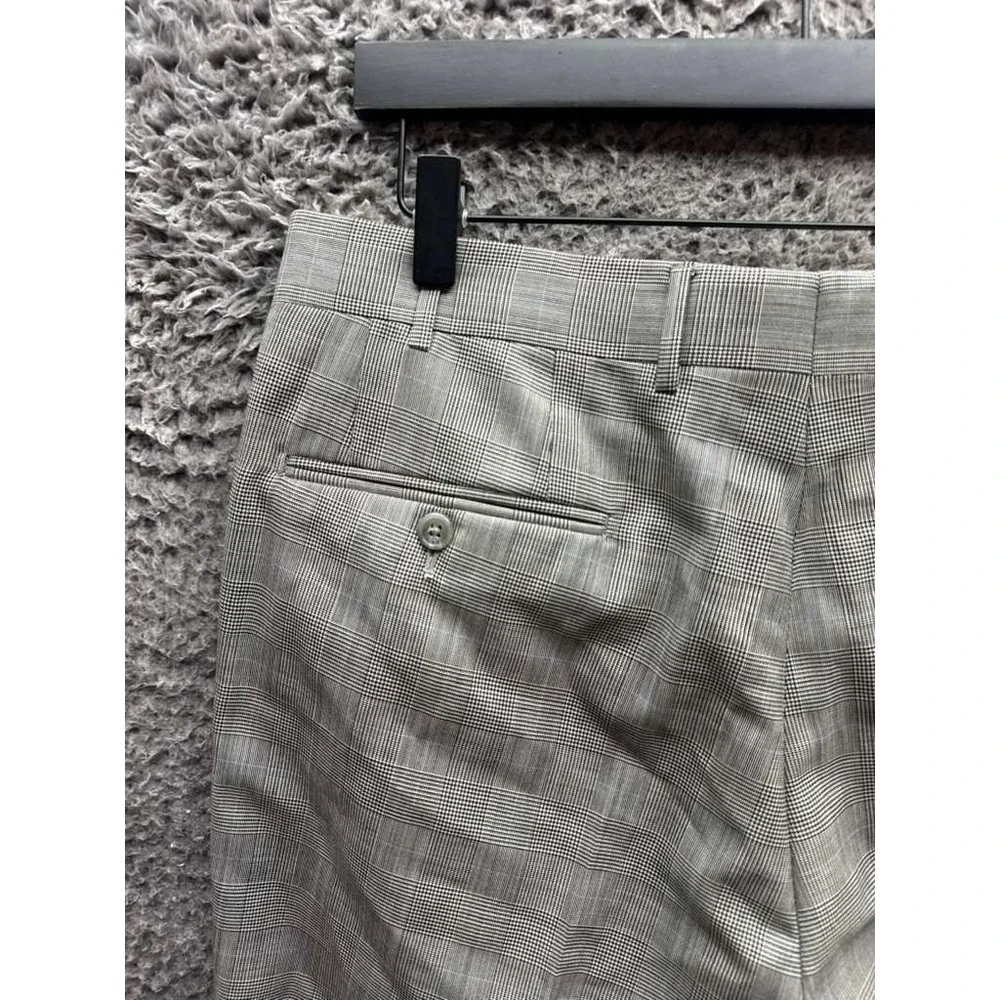 Corneliani Check Virgin‎ Wool Twill Mantua Dress Trousers Gray Mens Size 50